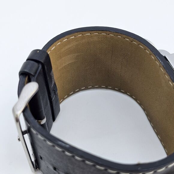 Nemesis Watch Mens 36MM Black Dial Black 40MM Wide Leather Band New Battery - Picture 11 of 13